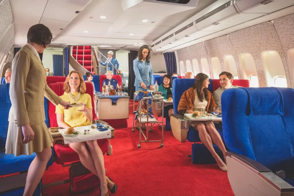 Pan Am first-class in-flight meal service in the 1980s
